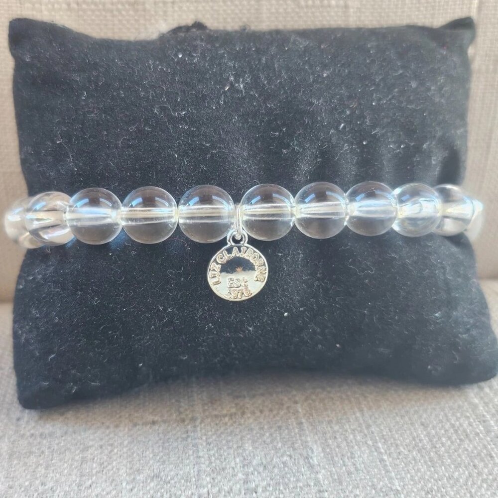 Liz Claiborne Women Bracelet Clear/White Wristband Stretched Fashion Jewelry New